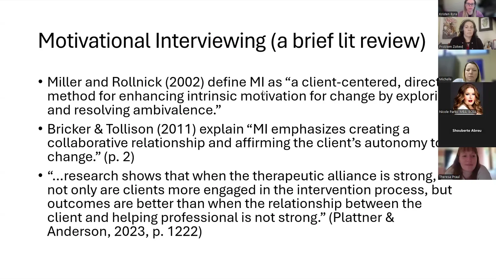 Motivational Interviewing Across Treatment Team Members poster
