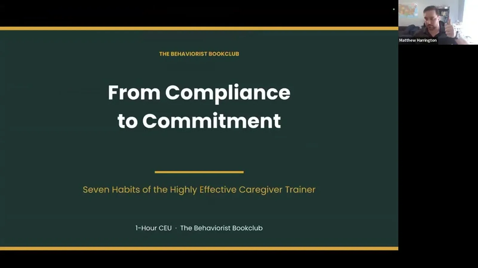 Compliance to Commitment: Seven Habits of the Highly Effective Caregiver Trainer poster